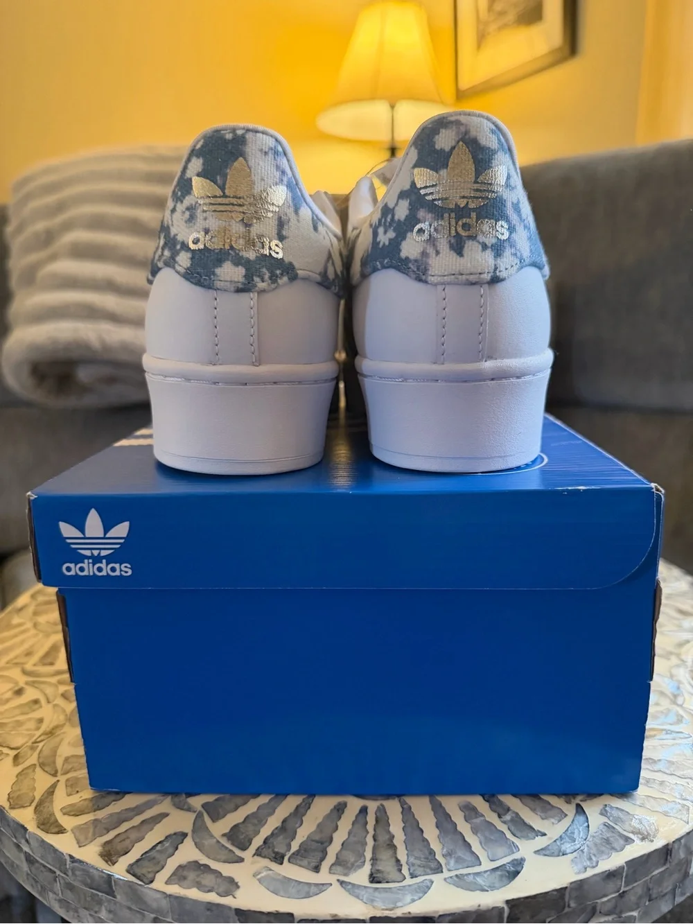 adidas Superstar Bold Dreamy Floral W White/Blue platform sneaker